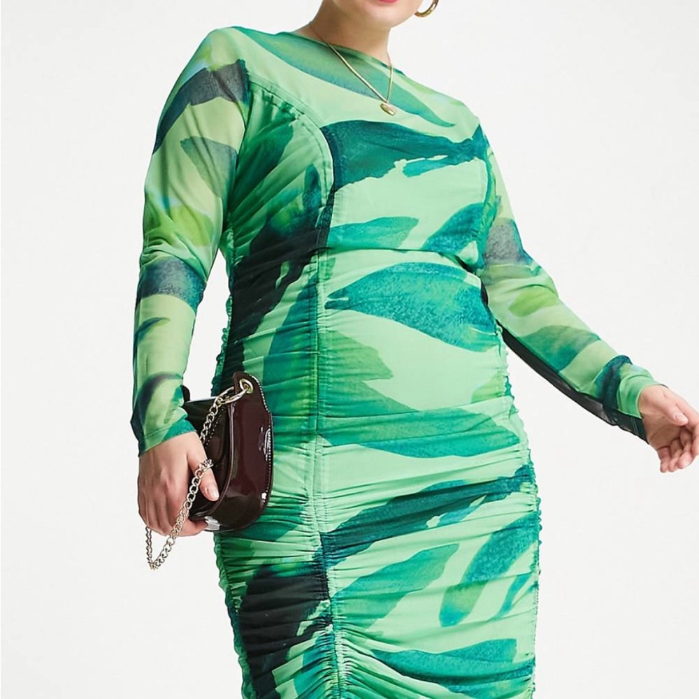ASOS Curve Green Mesh Midi Dress
